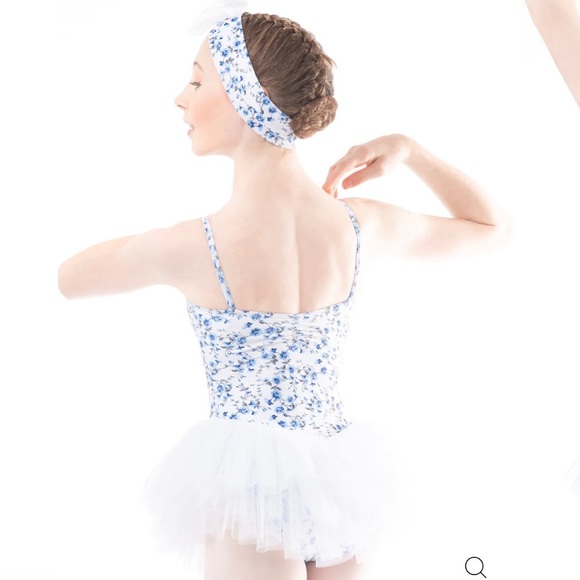 Danse de Paris FLORETTE TUTU WHITE with hair blossom, blue floral child Large - Picture 4 of 14